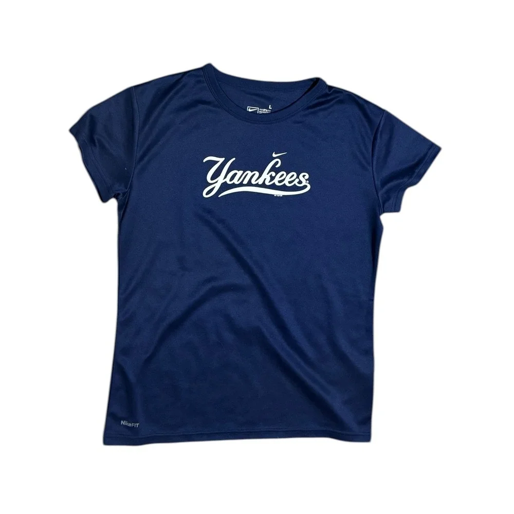 Nike FIT New York Yankees Navy Blue Performance T-Shirt Graphic‎ tee sz L MLB